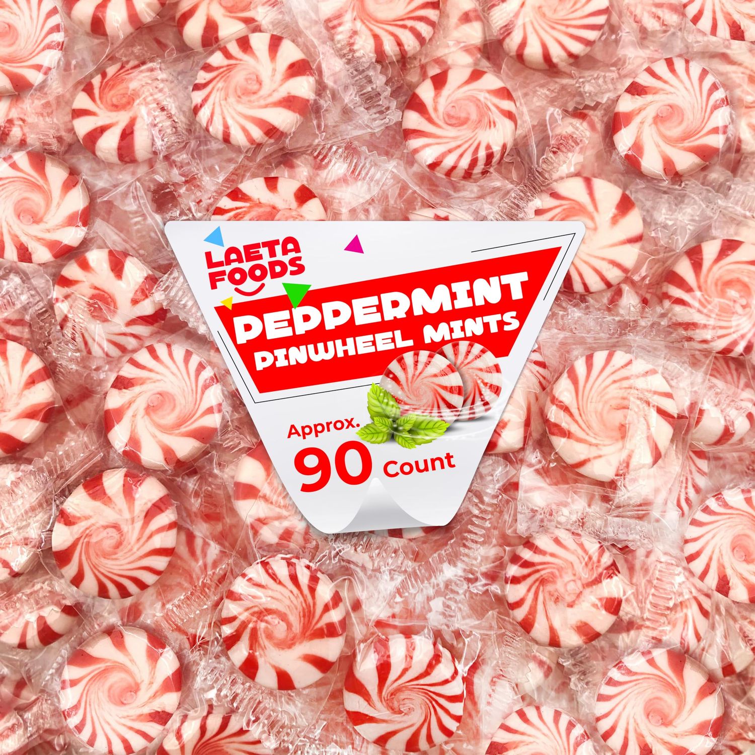 Peppermint Pinwheel Starlight Mints Christmas Hard Candy (1 Pound Bag - Approx. 90 Count)