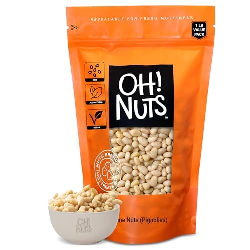 Pine Nuts | Raw - 100% Natural | 1 lb | Pignoli Packed with Protein | Packed in New York Zip-Seal Bag for Exceptional Freshness by Oh Nuts