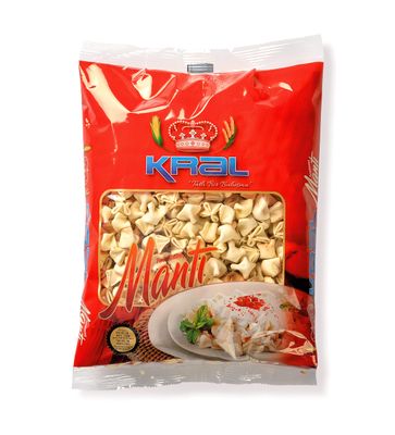 Kral Manti Traditional Delicious Turkish Stuffed Manti (Turkish Ravioli) Dumplings, Easy Meal, Practical Pasta from Turkey, Quick Meal, Turkish Cuisine, 1.1lb (500g)