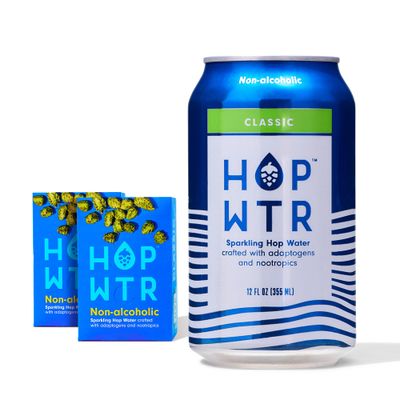 HOP WTR Sparkling Hop Water, Classic 12 Pack, Sugar Free, Low Carb Non Alcoholic Drinks, NA Beer, Adaptogen Drink, No Calories, Adaptogens &amp; Nootropics for Added Benefits, 12 oz Cans