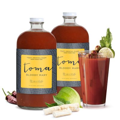 Toma Bloody Mary Craft Cocktail Mixer - HORSERADISH (Medium) - Non-Alcoholic Mixer - Vegan - Gluten Free - Low Sodium - No MSG - No Added Preservatives - No Corn Syrup - 32 oz (2 Pack)