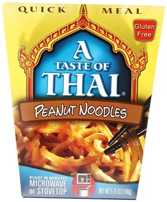 A Taste of Thai Peanut Noodles - 5.25oz Single Pack Heat &amp; Eat Instant Noodles Flavored with Classic Thai Sauce | Gluten-Free | Ideal Vegan Meal | Perfect Side for Chicken Fish &amp; Meat Entrees