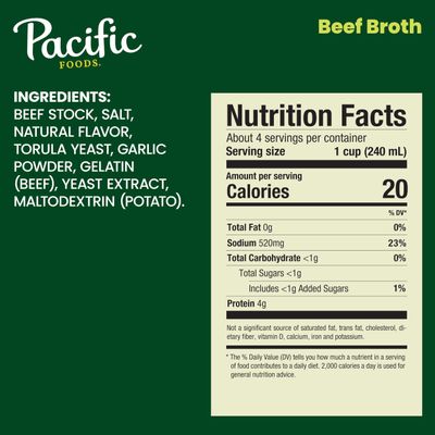 Pacific Foods Beef Broth, 32 oz Carton