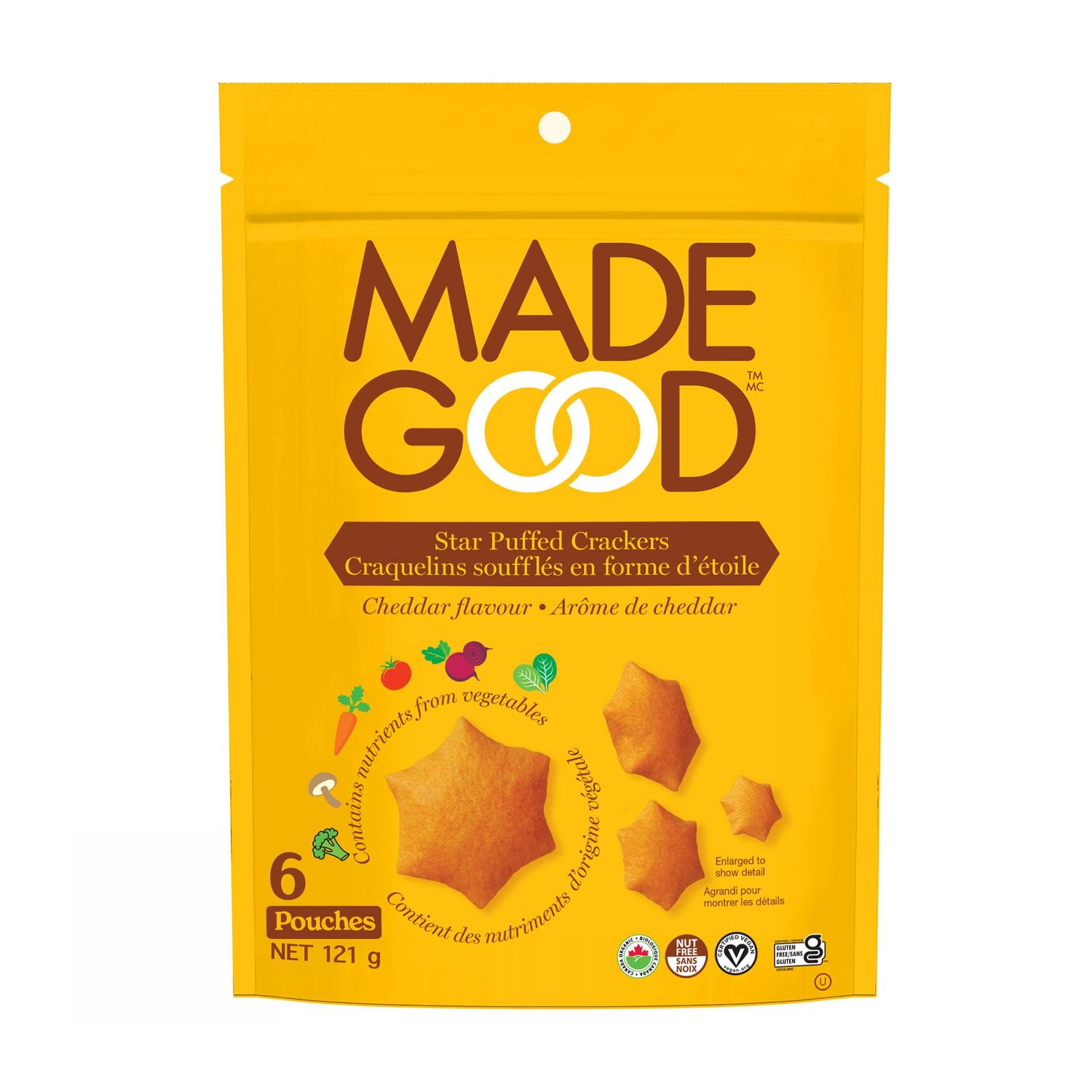 MadeGood Cheddar Star Puffed Crackers (6 Bags - 4.26 Oz Each) Gluten Free and Organic Crackers, Healthy Snacks
