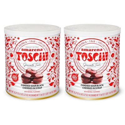 Toschi Amarena Black Cherries in Syrup (Pack of 2)