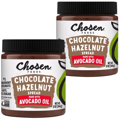 Chosen Foods Chocolate Hazelnut Spread made with 100% Pure Avocado Oil 12 oz 2-Pack