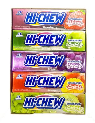 Hi-Chew Sticks Chewy Fruit Candies Variety Pack (Strawberry, Green Apple, Grape, Mango, Kiwi) 10-Pack
