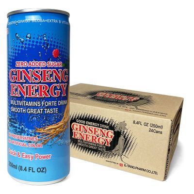 Ginseng Energy Drink, Zero Added Sugar, 8.4 Fl Oz (24 Cans Per Pack)