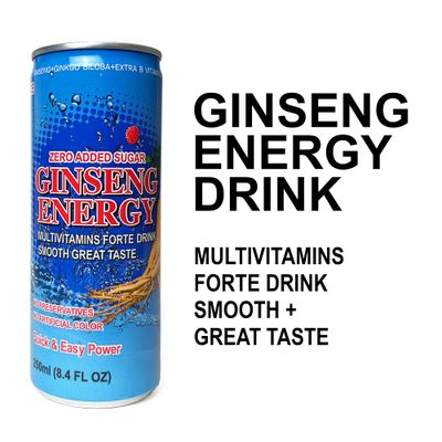 Ginseng Energy Drink, Zero Added Sugar, 8.4 Fl Oz (24 Cans Per Pack)
