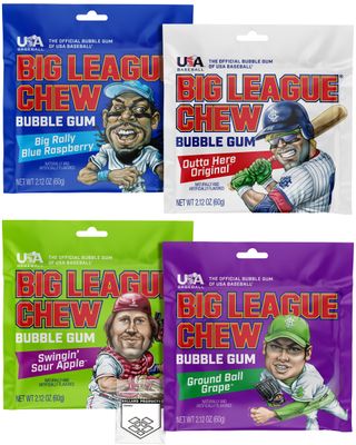 Big League Chew Bubble Gum Variety Pack of 4 - Bundle of All 4 Flavors of Big Chew Bubble Gum - Original, Grape, Sour Apple, and Blue Raspberry - 1 Chewing Gum Pack of Each Flavor - Bundle with
