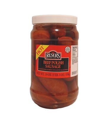 Reser&#39;s Hot Pickled Beef Polish Sausage Quart Jar