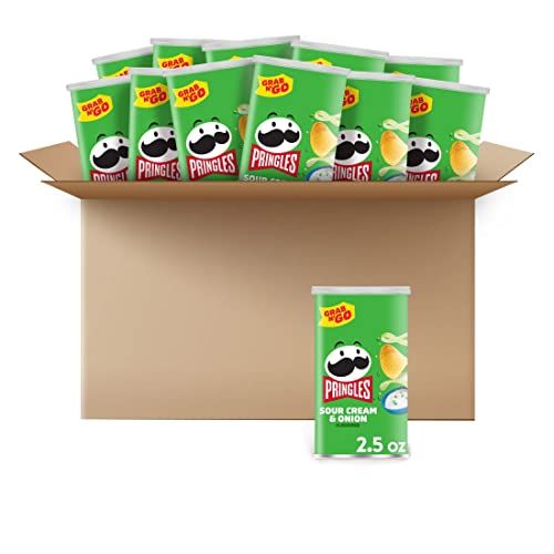 Pringles Potato Crisps Chips, Sour Cream &amp; Onion, 2.5oz (12 Count)