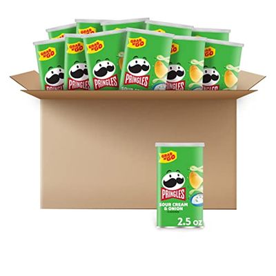 Pringles Potato Crisps Chips, Sour Cream &amp; Onion, 2.5oz (12 Count)