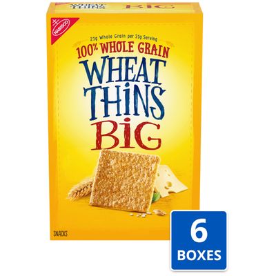 Wheat Thins BIG Whole Grain Wheat Crackers, 6 - 8 oz Boxes