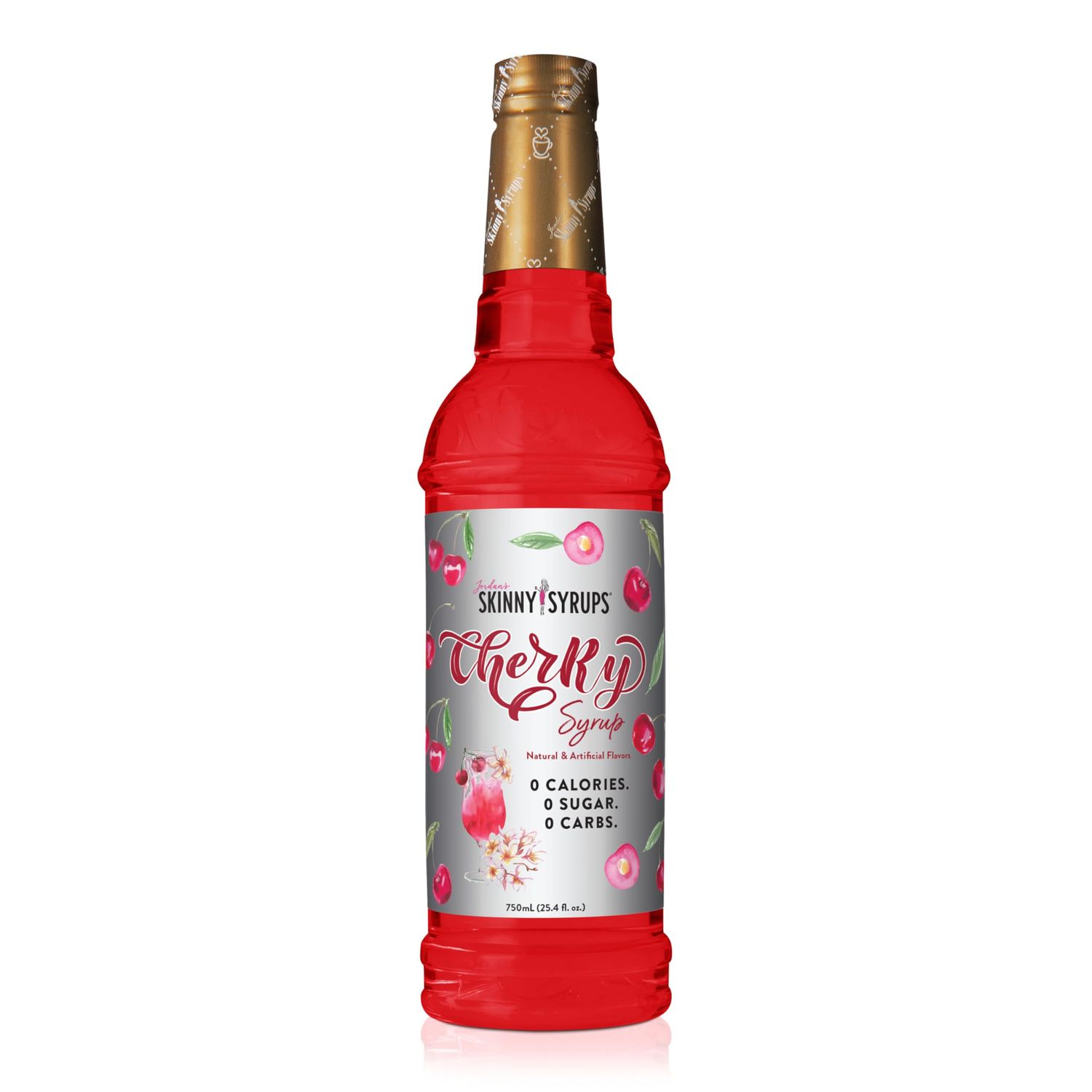 Jordan&#39;s Skinny Mixes Sugar Free Syrup, Cherry Flavor, Fruit Flavored Water Enhancer, Drink Mix for Ice Tea, Lemonade &amp; More, Zero Calorie Flavoring, Keto Friendly, 25.4 Fl Oz, 1 Pack