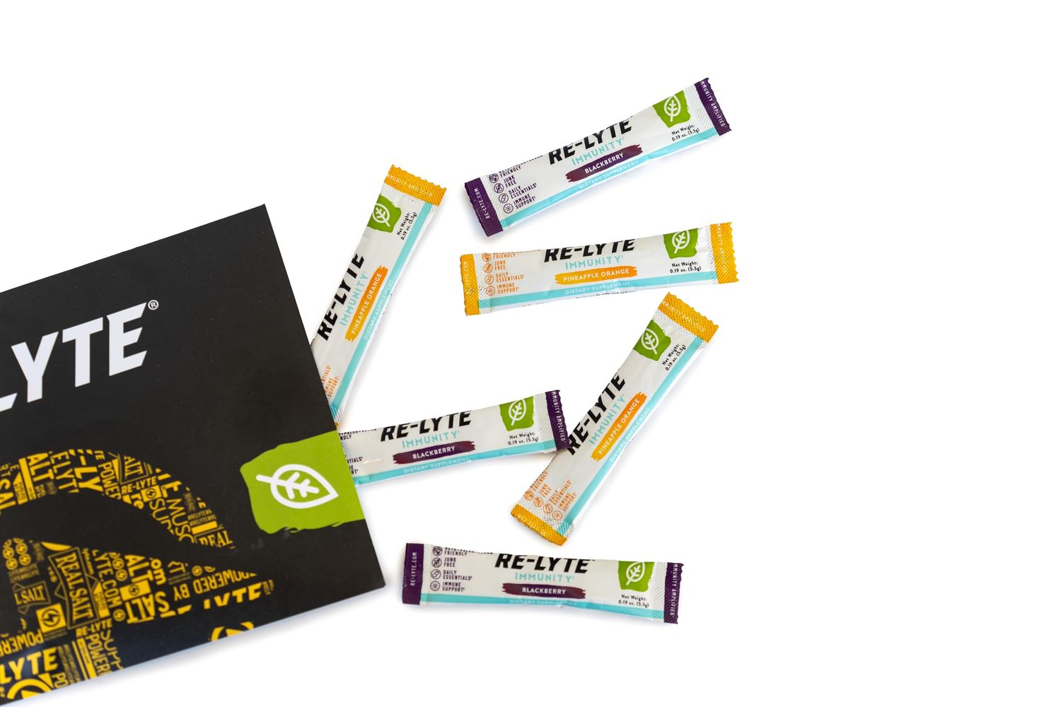 Redmond Re-Lyte Immunity, Stick Bundle (3 BlackBerry Sticks, 3 Pineapple Orange Sticks)
