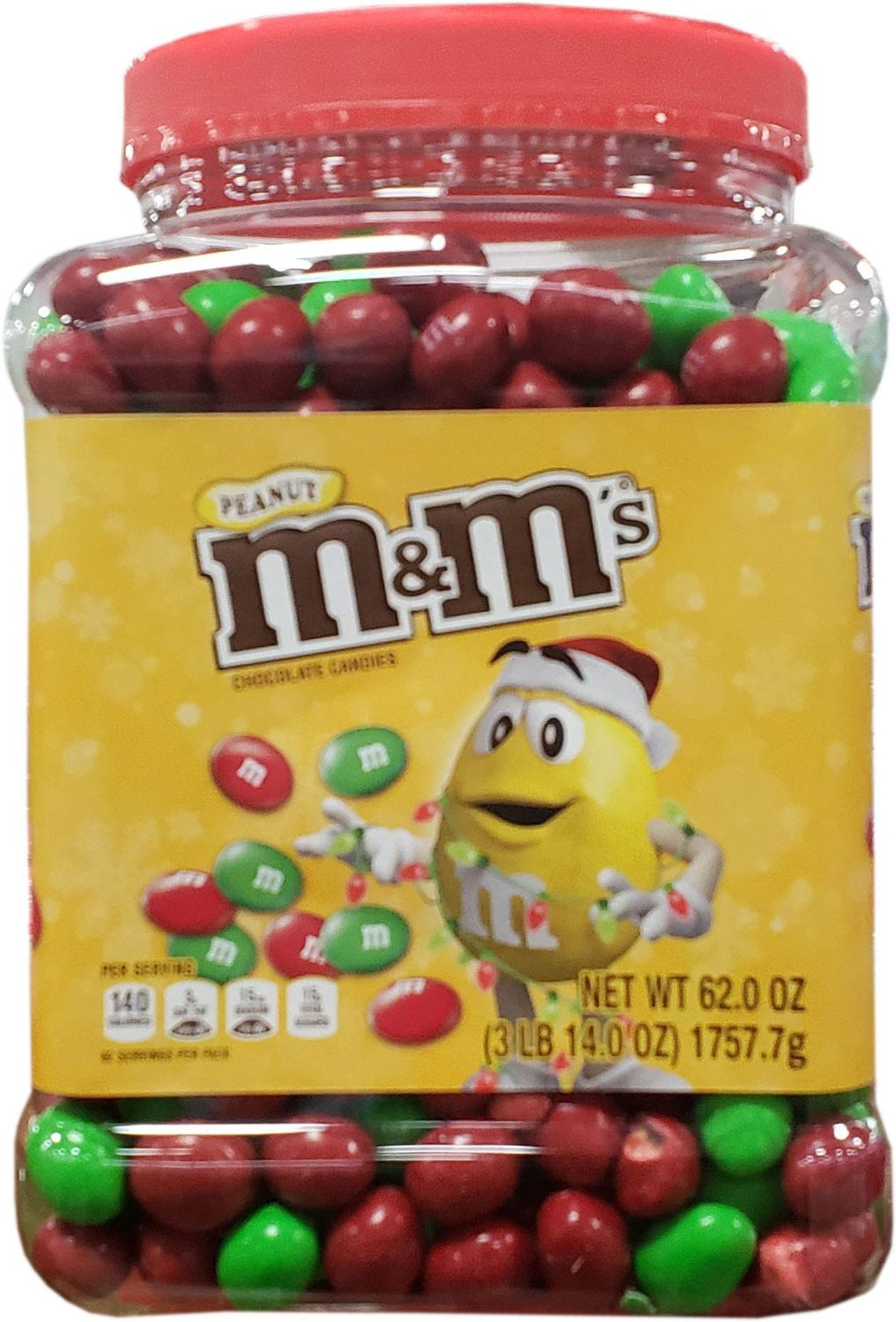 M&amp;M&#39;s Red and Green Peanut, 62 Ounce
