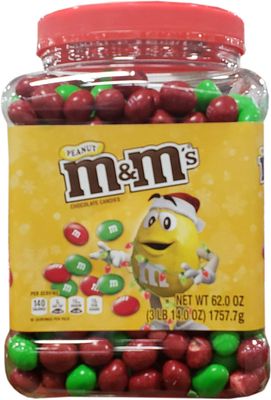 M&amp;M&#39;s Red and Green Peanut, 62 Ounce
