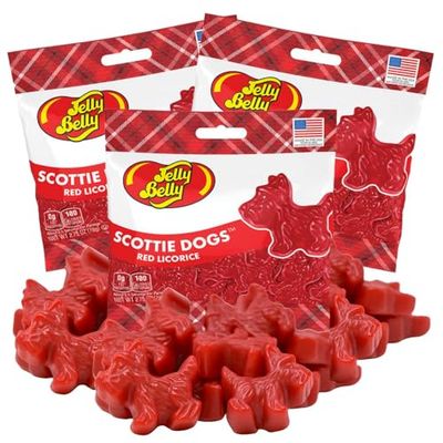 JellyBelly Red Licorice Scottie Dogs, 2.75 Ounces, Pack of 3