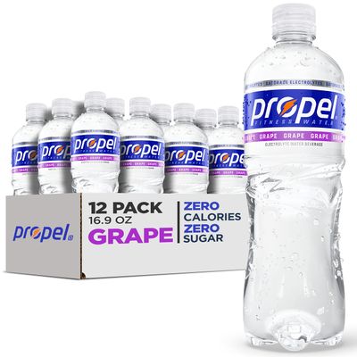 Propel, Grape, Zero Calorie Sports Drinking Water with Electrolytes and Vitamins C&amp;E, 16.9 Fl Oz (Pack of 12)