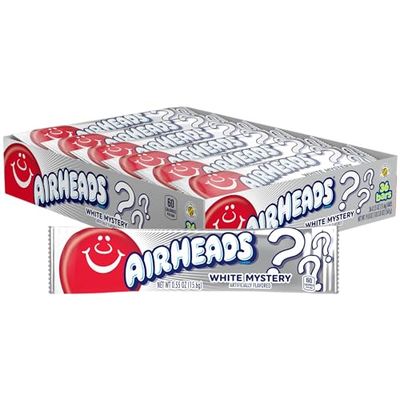 Airheads Candy, Individually Wrapped Full Size Bars, White Mystery, Bulk Taffy, Non Melting, Party, 0.55 oz (Pack of 36)