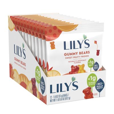 LILY&#39;S Assorted Fruit Flavored No Sugar Added, Gummy Bears Bags, 1.8 oz (12 Count)