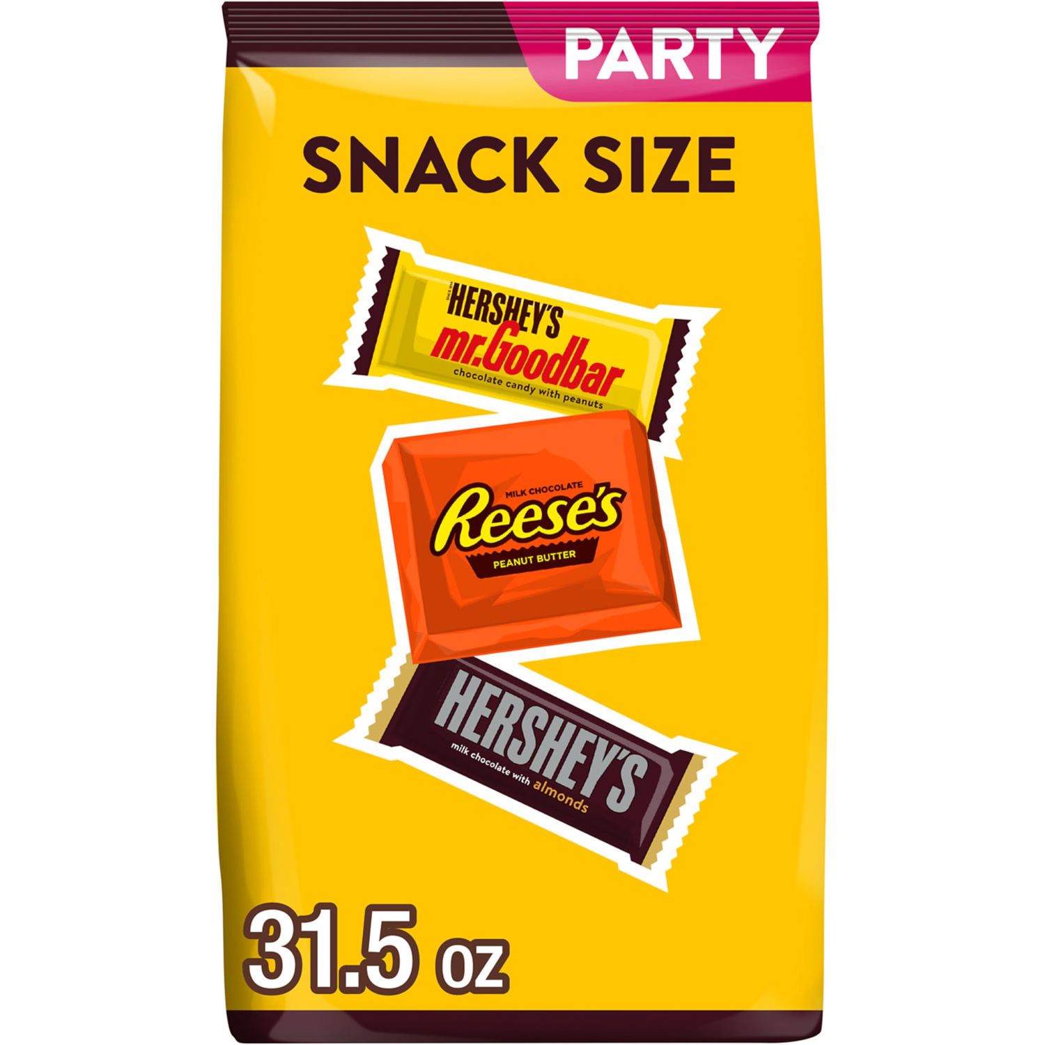 HERSHEY&#39;S and REESE&#39;S Assorted Chocolate Flavored Snack Size, Christmas Candy Party Pack, 31.5 oz