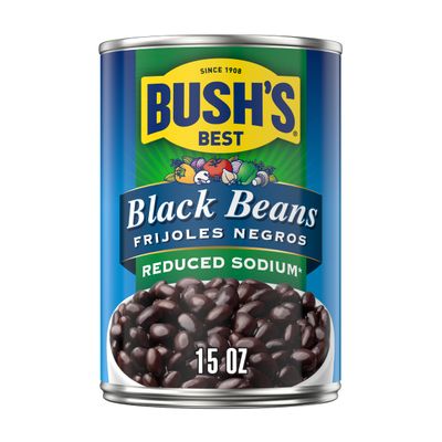 Bush&#39;s Best Reduced Sodium Black Beans, Source Of Plant Based Protein And Fiber, Low Fat, Gluten Free, 16 oz