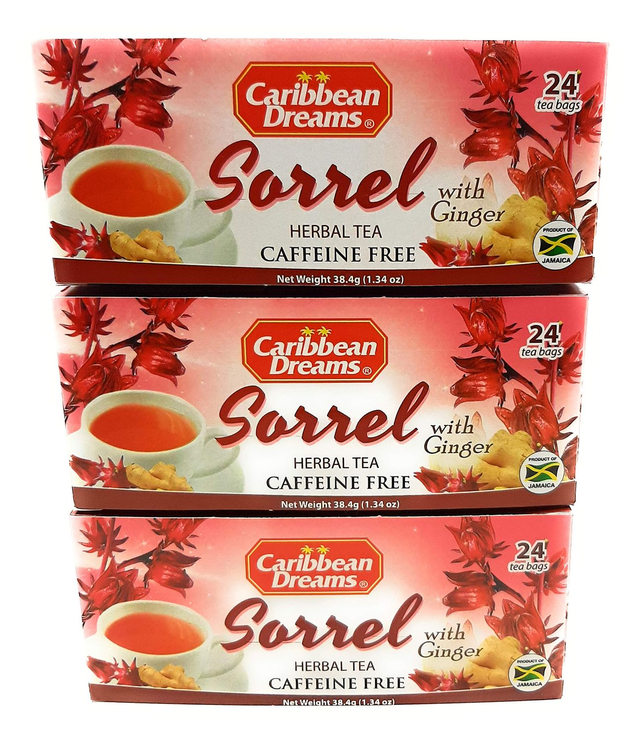 Caribbean Dreams Sorrel &amp; Ginger Tea, 24 tea bags (pack of 3)