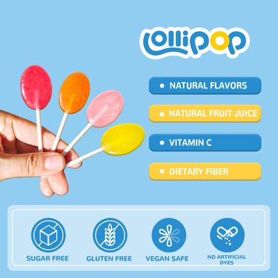 DC24 DAILY CARE Sugar Free Lollipops with Vitamin C, Healthy Suckers with Xylitol, Assorted Fruit Flavored Hard Candy for Kids, Non-GMO, Gluten Free, 24 Count