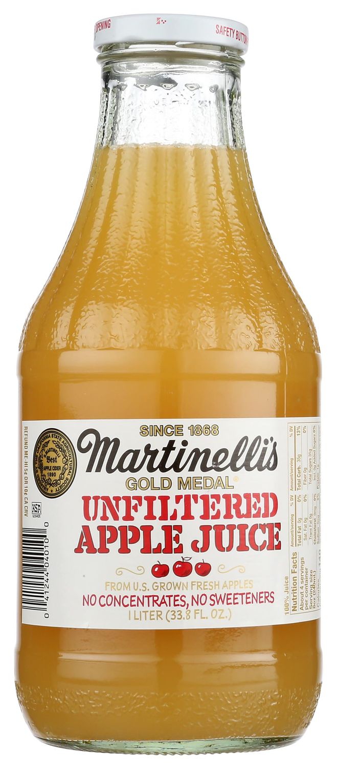 Martinelli&#39;s Gold Medal Unfiltered Apple Juice, Kosher, 33.8 Fluid Ounce (Pack of 6)