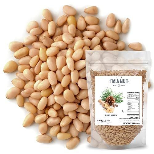 Premium Raw Pine Nuts 16oz (1 lb.) Non-GMO, No Additives Batch Tested Gluten &amp; Peanut Free, Resealable Pouch for Freshness, Unsalted Pine Nuts - Perfect for Pesto, Salads, Gourmet Cooking and Baking