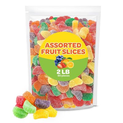 Fruit Slices 2 Pounds - Assorted Jelly Candy - Unwrapped, Sugar-Dusted Old-Fashioned Sweets - Bulk Pack