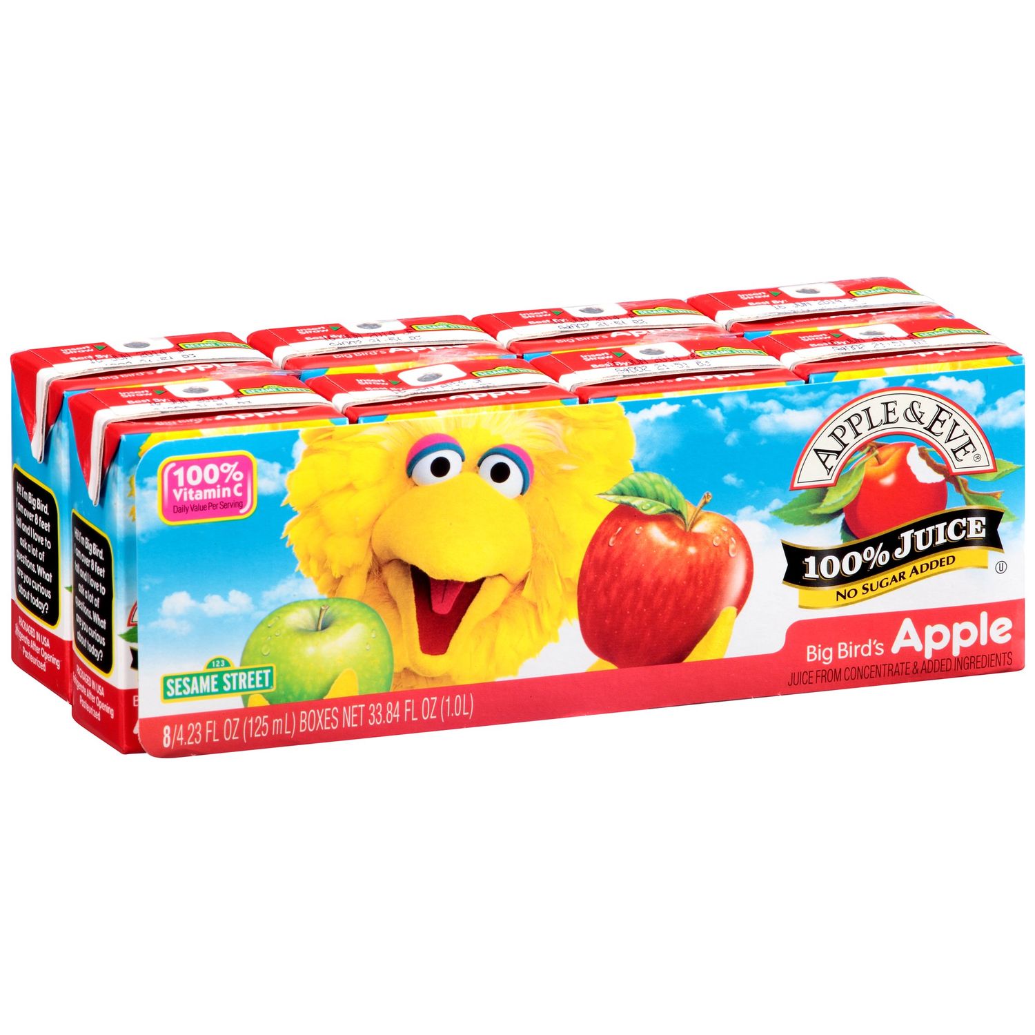 Apple &amp; Eve Sesame Street Juice, Big Bird&#39;s Apple, 4.23 Fluid-oz., Pack of 8