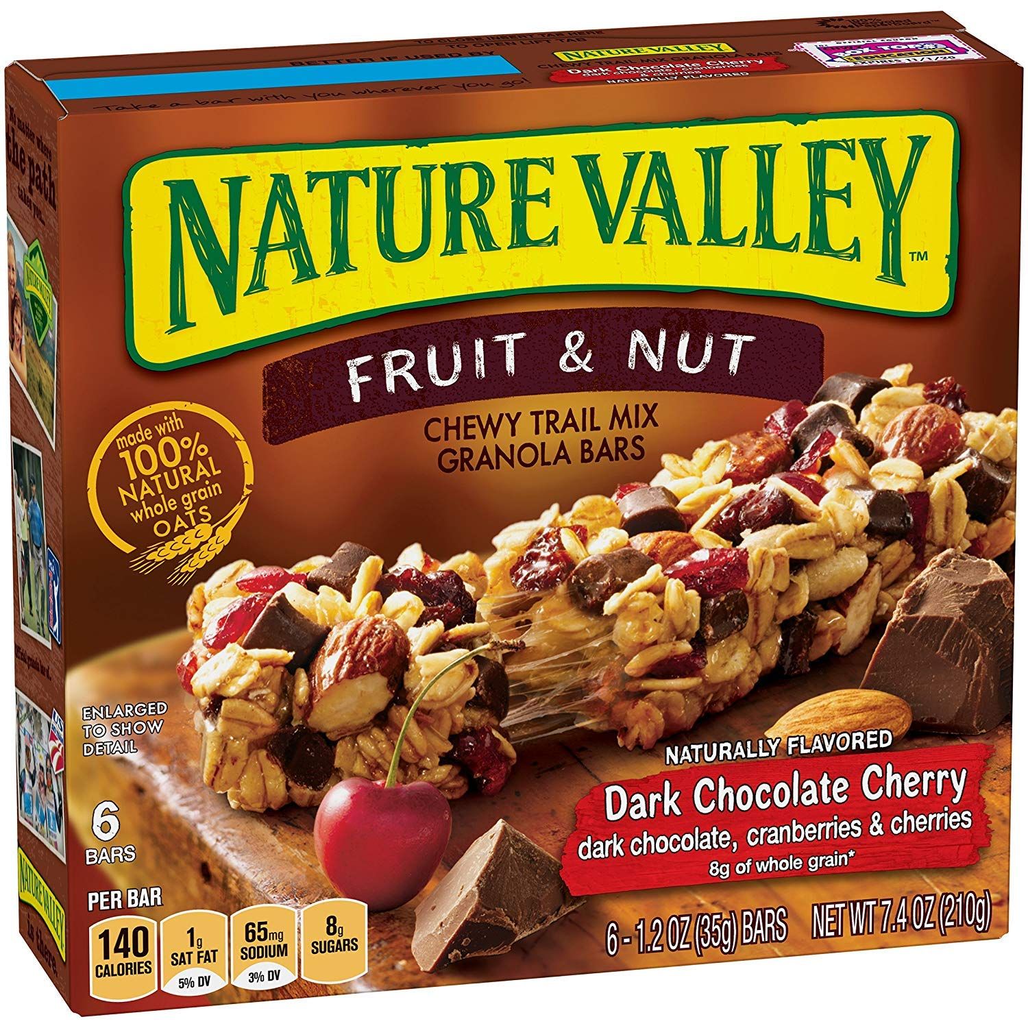 Nature Valley Fruit and Nut Granola Bars, Dark Chocolate Cherry, 6 ct, 7.4 OZ