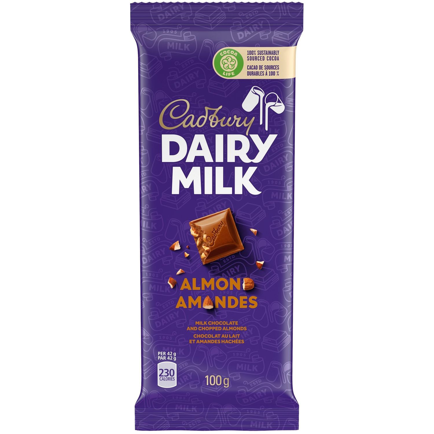 , Dairy Milk Almond, Chocolate Bar, 100g/3.5oz