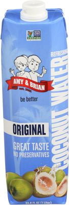 Amy &amp; Brian Pure Coconut Water, 1 Liter (Pack of 6) | Best Tasting Coconut Water | Non-GMO &amp; No Added Sugar | Refreshing &amp; Hydrating Real Coconut Water