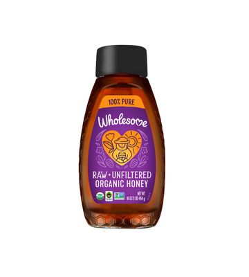 Wholesome Sweeteners 16-Ounce Organic Raw Unfiltered Honey Bottle, 100% Pure, Fair Trade Certified, Non GMO Project Verified, &amp; Gluten Free, 1 Pack