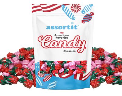 Assortit Gourmet Strawberry Candy Mix - Soft & Hard Variety Pack with Arcor and Starburst Chews, Individually Wrapped Treats, Gluten-Free, 2 Lbs (32 Oz)
