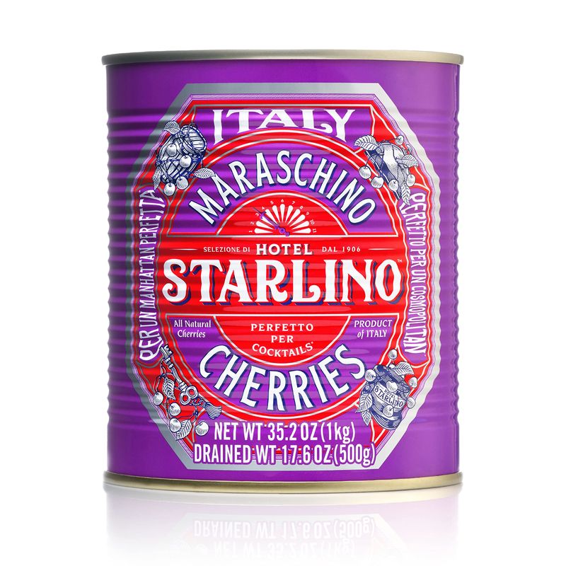 Hotel Starlino Maraschino Cherries | Great Tasting Italian Cherry for Premium Cocktails and Desserts | All-Natural Home Essentials For Your Bar Cart or Makes a Great Gift | 1kg Can, Pack of 1