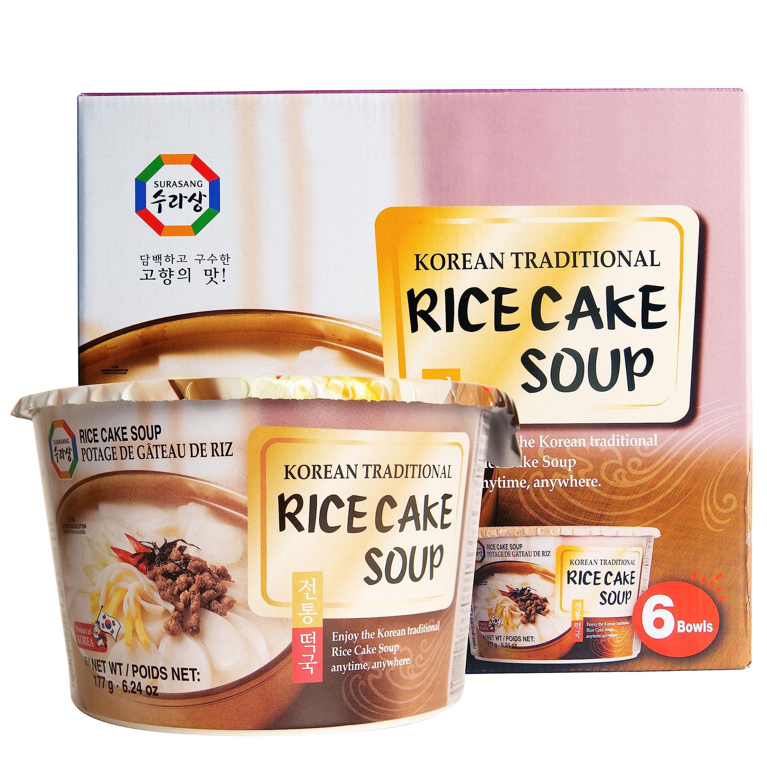 Surasang Tteokguk, Korean Rice Cake Soup, Simple and Nourishing New Year&#39;s Soup 6.3 Ounce, Pack of 6
