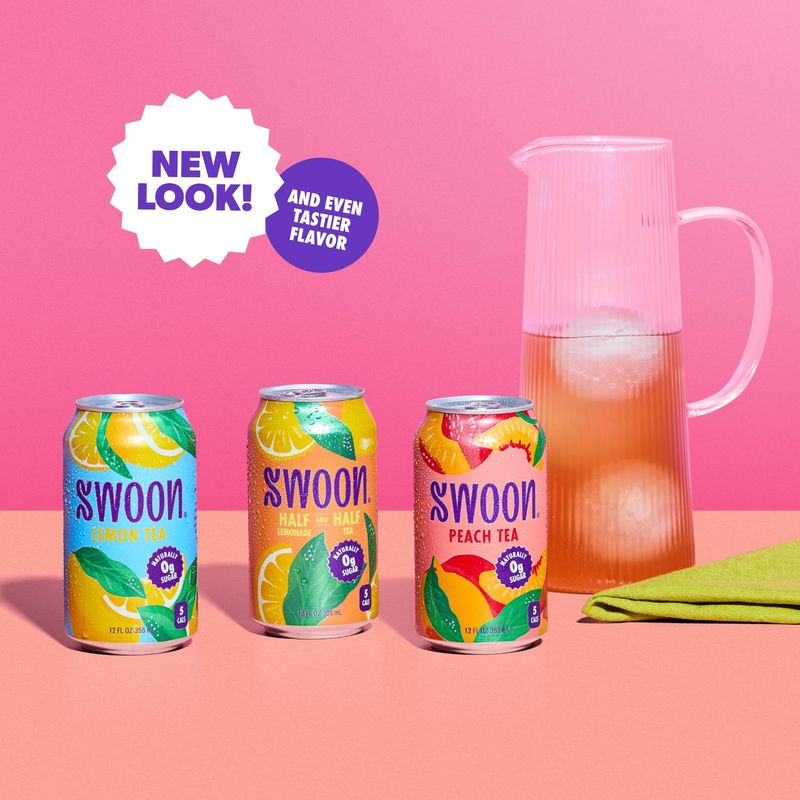 Swoon Iced Tea Variety Pack - Low Carb, Paleo-Friendly, Gluten-Free Keto Drink - Half + Half Iced Tea Lemonade, Peach Iced Tea, and Lemon Tea - 12 fl oz (Pack of 12)