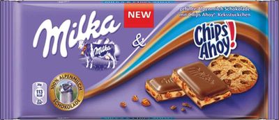 Milka and Chips Ahoy Milk Chocolate Bar, 3.5 Ounce (Pack of 20)