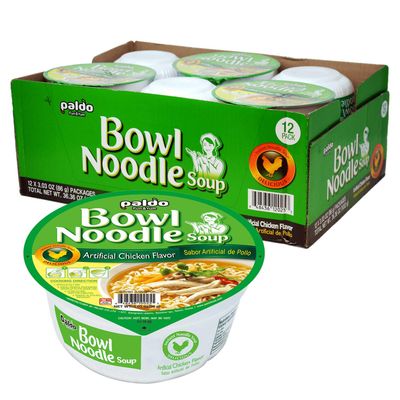 Paldo Fun &amp; Yum Instant Cup Noodle Soup Bowl with Chicken Flavored Broth, Pack of 12, Best Oriental Style Korean Ramyun, Most Loved Korean Noodles,    86g (3.03 oz) x 12