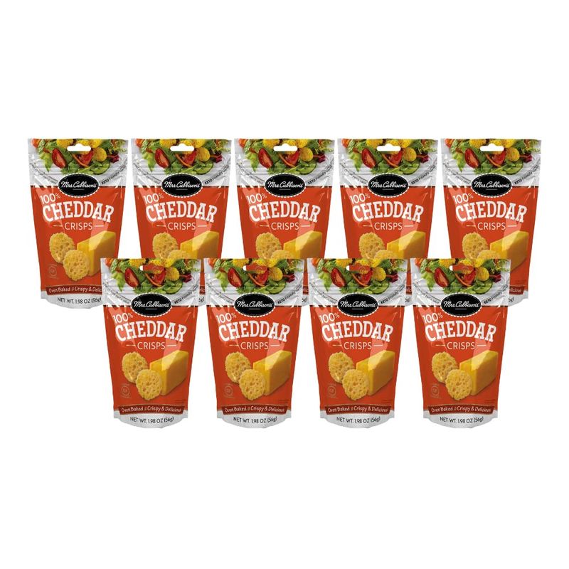Mrs. Cubbison&#39;s Cheese Crisps - 100% Real Cheese, Keto Friendly, Great for Snacking and Salad Topper - Cheddar Flavor, 1.98 Ounce (Pack of 9)