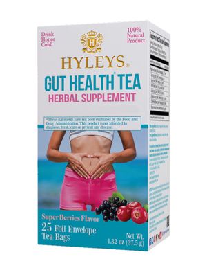 Hyleys Gut Health Super Berries Tea - Natural Digestive Support with Premium Green Tea Blend - 25 Tea Bags