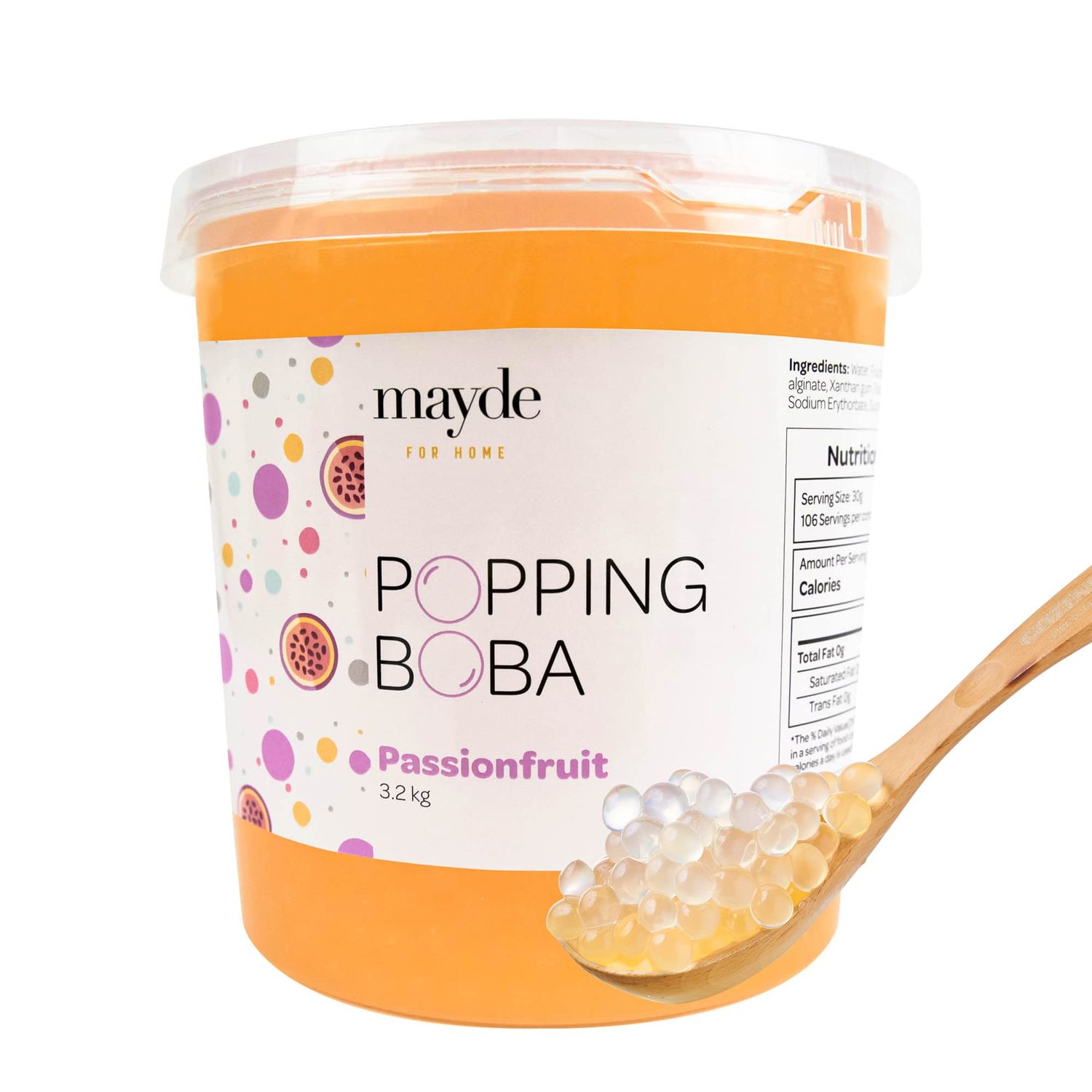 Mayde Popping Boba Pearls for Drinks, Desserts, &amp; Breakfast Bowls (Passion Fruit Flavor, 7 Pounds)