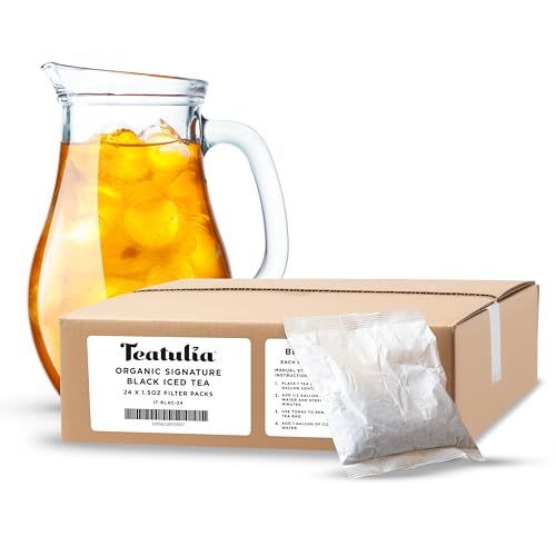 Teatulia Organic Signature Black Iced Tea Pitcher Bags 24 Jumbo Tea Bags  Brews 15 Gallons  100 Compostable  Unsweetened Iced Tea