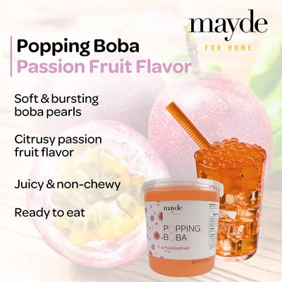 Mayde Popping Boba Pearls for Drinks, Desserts, &amp; Breakfast Bowls (Passion Fruit Flavor, 7 Pounds)