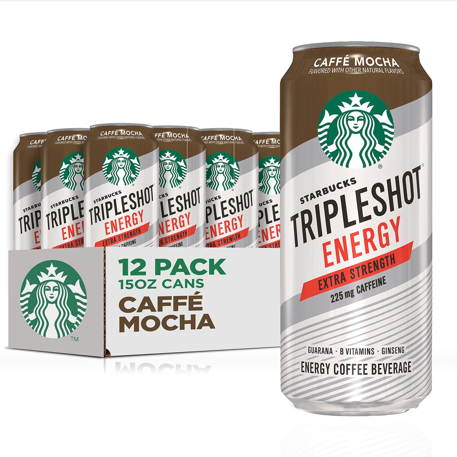 Starbucks - RTD Coffee Starbucks Tripleshot Zero Sugar Energy Extra Strength Espresso Coffee Beverage, Milk Chocolate, 15 oz Cans (12 Pack), Brown